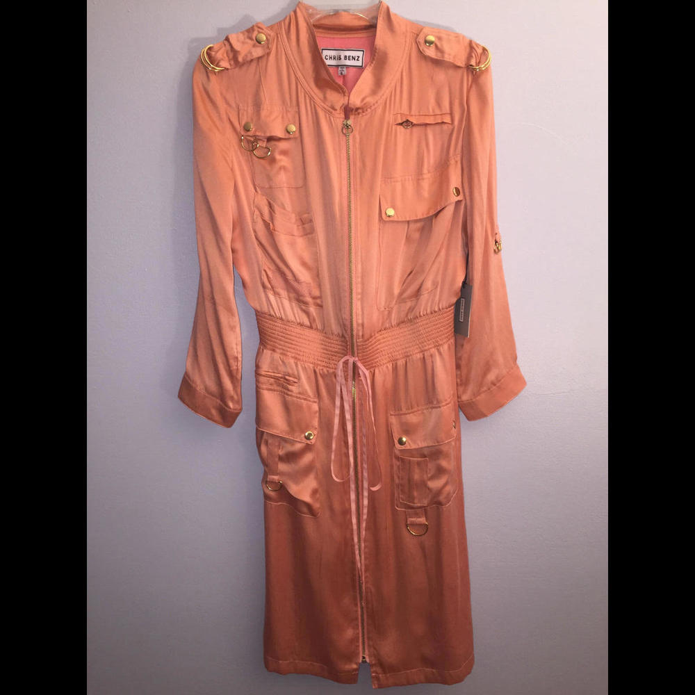 Chris Benz Womans Coral Rangoon Cargo Silk Dress NWT
